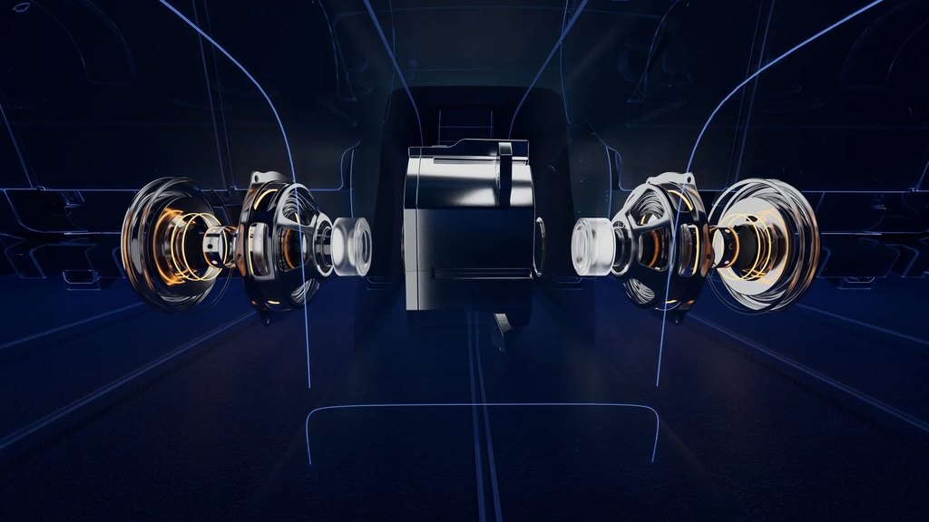 汽車原廠音響-DENZA Z Devialet LFE Box 中控台低音箱 push-push 雙低音單體示意圖-北二汽車音響02